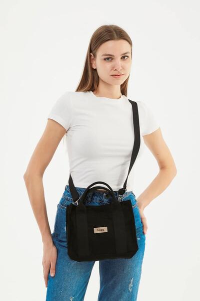 Bagg Siyah Kanvas Tote Çanta | 25x20x10