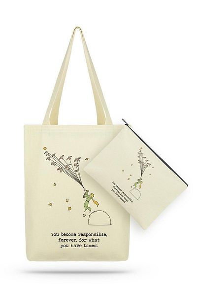 Çınar Bez Çanta Πακέτο Bird Little Prince Canvas υφασμάτινη τσάντα