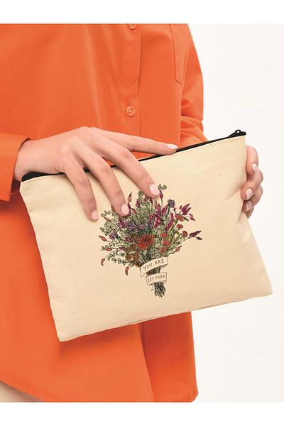 Çınar Bez Çanta Τσάντα μακιγιάζ Clutch You Are Set Free Canvas
