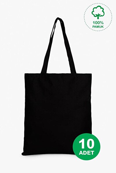 Çınar Bez Çanta BASKISIZ SİYAH HAM BEZ ÇANTA | 35x40cm (10 ADET)