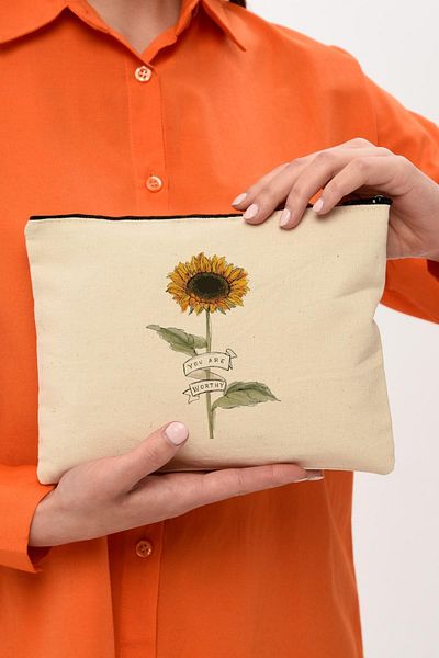 Çınar Bez Çanta Τσάντα μακιγιάζ Clutch You Are Worthy Canvas