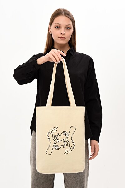 Çınar Bez Çanta Полотняна сумка з ручками на обличчі C0522