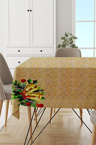 Viva Home Beige New Year New Year Christmas Christmas Tablecloth Mso533