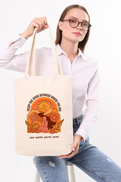 Çınar Bez Çanta Kanvas Enjoy The Space Bez Çanta