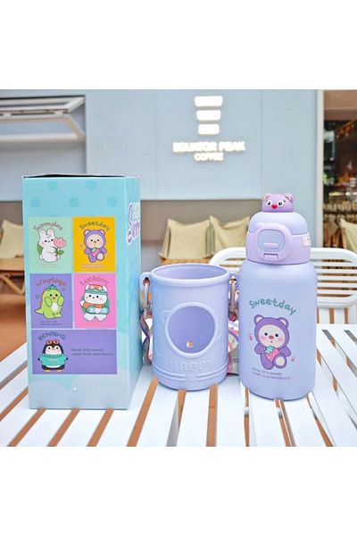 İthal Cute Children's Thermos 6-12 hours stainless steel -Purple-