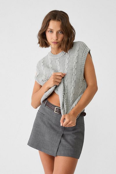Stradivarius Crossover skort with belt