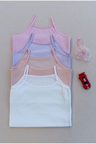 siyalife 4-Piece Ribbed Flexible Fabric Children's Tank Top