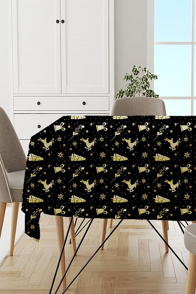 Viva Home Black New Year New Year Christmas Christmas Tablecloth Mso539
