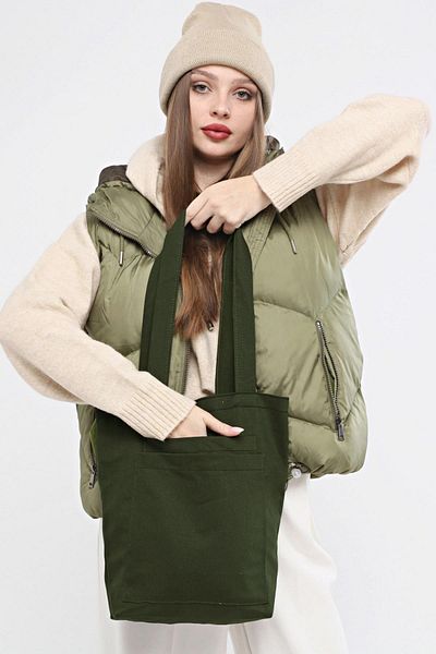 Bagg Dark Green Gabardine Bag with 2 Pockets