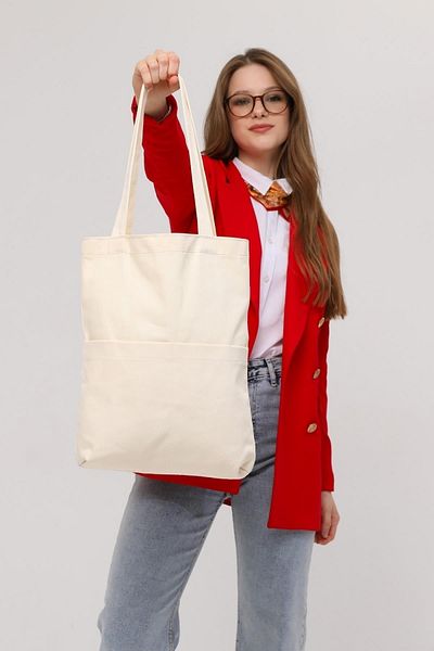 Bagg Ecru Gabardine Bag with 3 Pockets