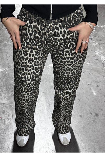 Daves Leopard Print Straight Jeans
