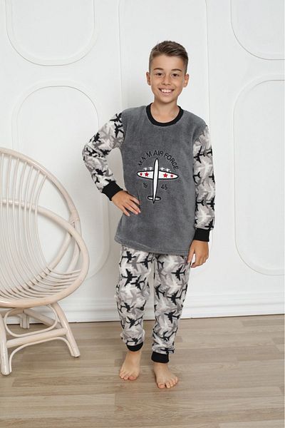 sharin Boys' Patterned Winter Welsoft Fleece Pajamas Set 15D-1827