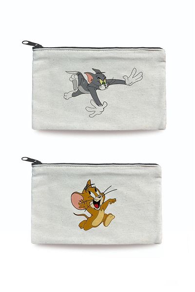 Çınar Bez Çanta Πορτοφόλι 2 τεμαχίων Tom And Jerry Printed