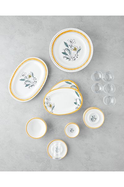 English Home Majesty 26 Piece Porcelain Breakfast Set - Yellow for 6