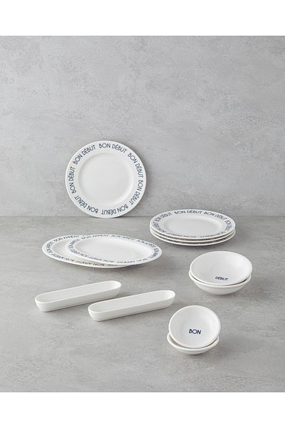 English Home Set de mic dejun din porțelan Bon Appetit 12 piese - negru pentru 4