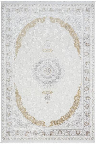 Karmen Halı Elegance Eg008a Beyaz Halı Gold Sedef Detaylı Göbekli Modern Visk...