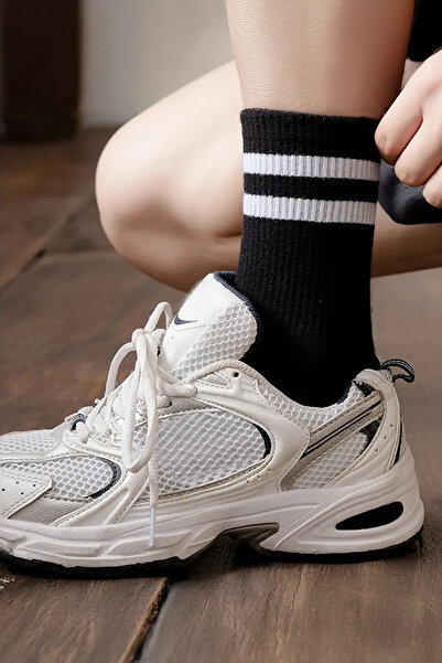 BLACK DEER 6 чифта тенис чорапи на черни райета Мъжки и дамски унисекс тенис чорапи на райета