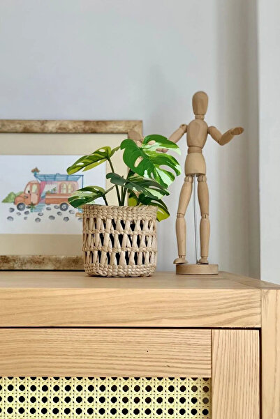 HAKİCİ HOME Dekoratif Çok Amaçlı Doğal Hasır Saksı Sepet 10x10 Cm
