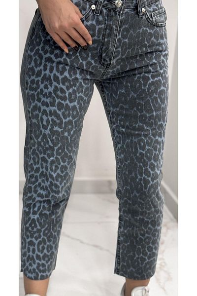 Daves Decupat cu model leopard Jean-albastru
