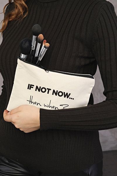 Çınar Bez Çanta Clutch If Not Now Καμβάς τσάντα μακιγιάζ
