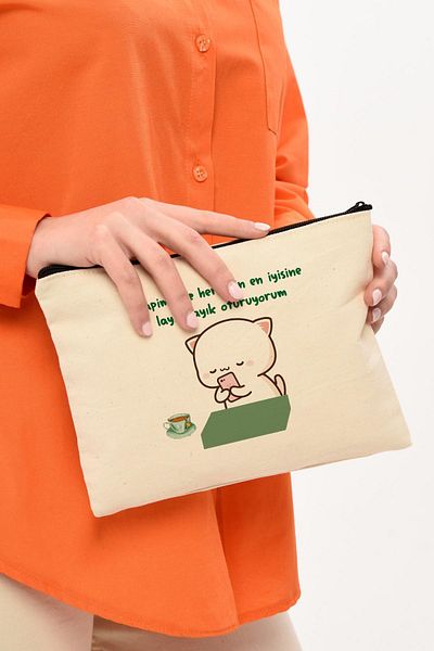 Çınar Bez Çanta Τσάντα μακιγιάζ από καμβά με στάμπα Clutch Deserve Best
