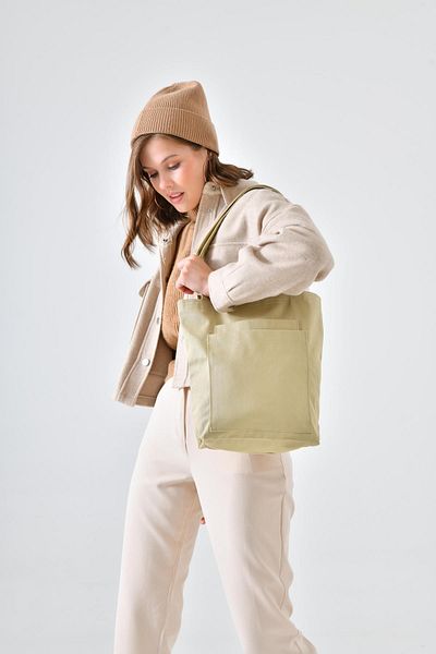 Bagg Beige Gabardine Bag with 2 Pockets