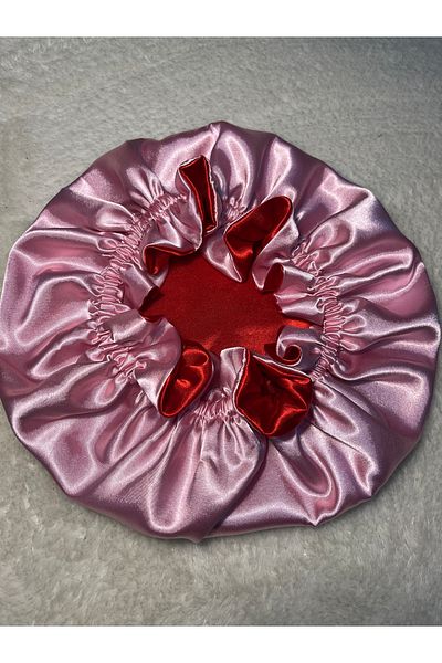 PratikDikisco Double Sided Red Pink Satin Hair Cap / Beanie for Curly Hair