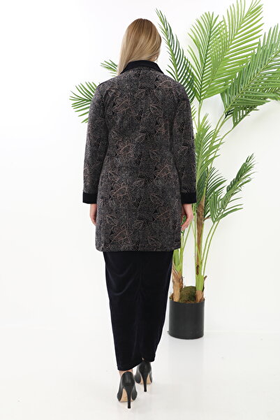 STELLETO Combed Cotton Patterned Velvet Large Size Bottom-Top Set