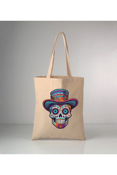GİFTORA Skull Printed Raw Cloth Shoulder Bag