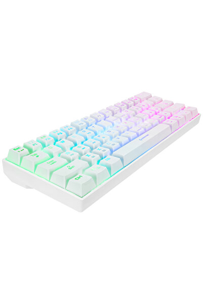 Rampage KB-RX63 B-ATOM Beyaz Bluetooth RGB Backlight Brown Switch Mekanik Q 63 Tuşlu Mini Oyuncu Klavyesi
