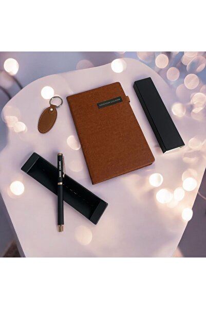 Eren Ofis Kişiye Özel Yılbaşı Hediye Seti Kenar Boyalı Taba Defter İsimli & R...