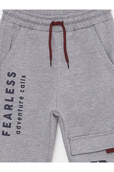 LC Waikiki Lcw Kids Gri Beli Lastikli Baskılı Erkek Çocuk Jogger Eşofman Altı