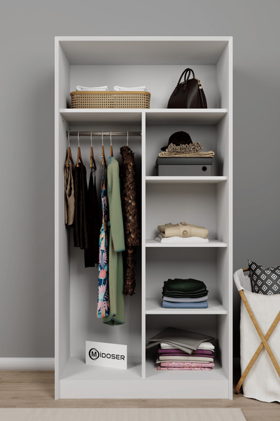 midoser Lucas 2 Kapaklı Elbise Dolabı Ve Çok Amaçlı Dolap - Mat Beyaz