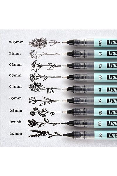 Writech W-704 Liquid Fineliner Brush Pen - Box of 12