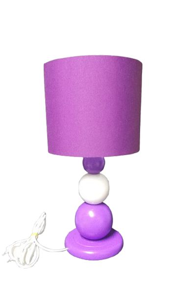 TEKAY AYDINLATMA Purple Wooden Lampshade Bedroom Lampshade Purple White Ball Lampshade