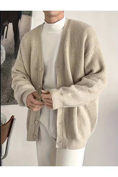 COOL TARZ Cardigan pentru bărbați, cu decolteu în V, cu nasturi, cu croiala n...