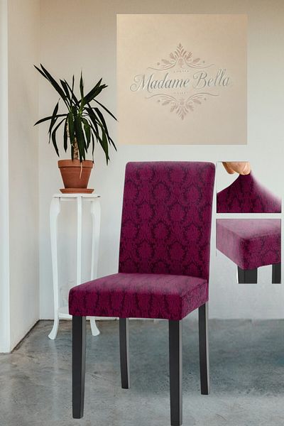 MADAME BELLA 1 τεμάχιο μωβ ζακάρ μοτίβο σάλι υψηλής ποιότητας εύκαμπτο ελαστικό που πλένεται κάλυμμα καρέκλας χωρίς πιτυρίδες