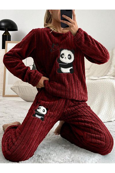 VG BOND MODA Wellsoft Double Pajamas Set for Women - Panda Embroidery, Report Vg060