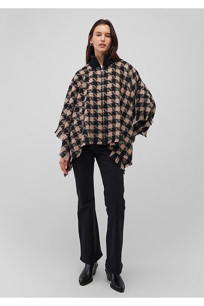 Mavi Checkered Brown Poncho with Zipper 1910658 -900