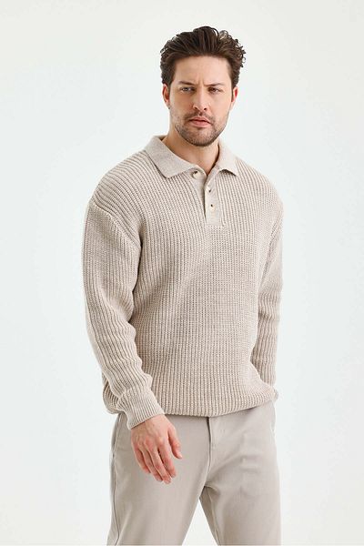 COOL TARZ Men's Buttoned Regular Polo Neck Sweater
