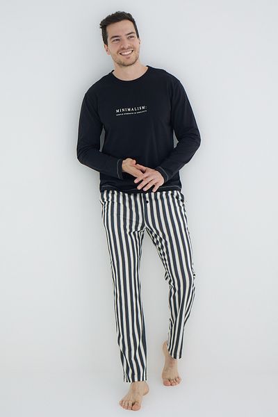 Trendyol Collection Μαύρη κανονική εφαρμογή ριγέ πλεκτή πιτζάμες TMNAW25PT00068