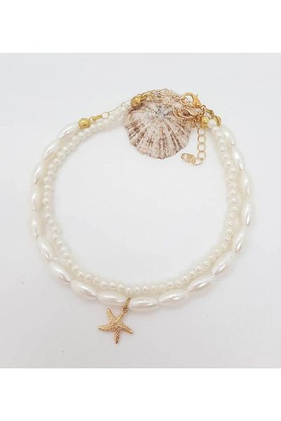 İPAR AKSESUAR Women's Cream Pearl Anklet