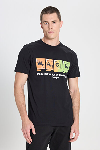 WRANGLER Regular Fit Normal Kesim Bisiklet Yaka Erkek Siyah Grafik Baskılı Ti...