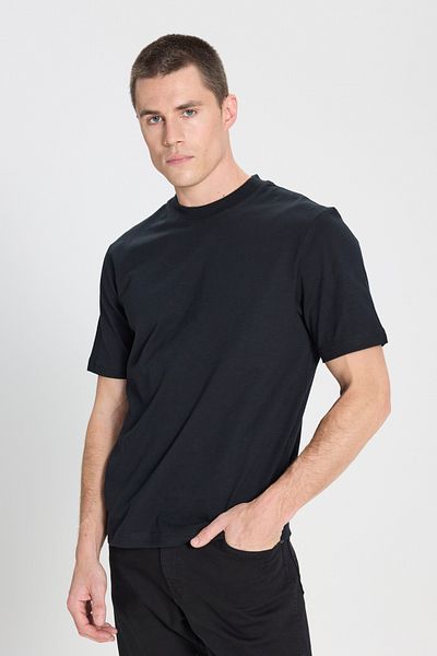 WRANGLER Regular Fit Regular Cut Crew Neck 100% Cotton Black T-Shirt