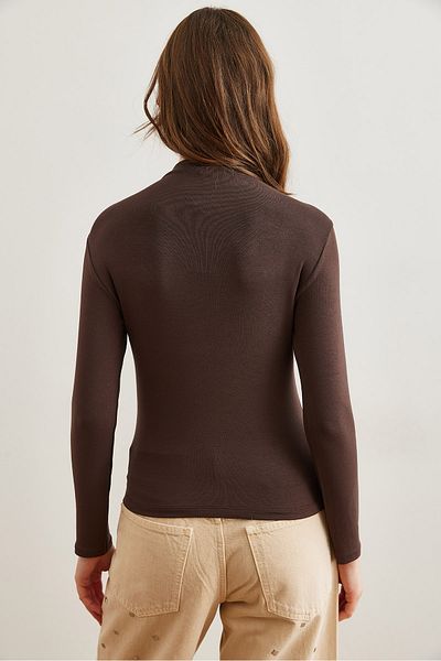 Olalook Dámský hořkohnědý stojatý límec splývavý Soft Touch Blz- 19002758