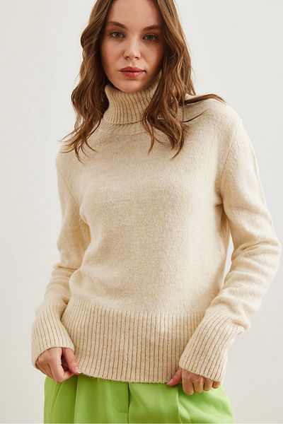 Olalook Women's Stone Rollkragenpullover mit weicher Textur KZK- 19000905