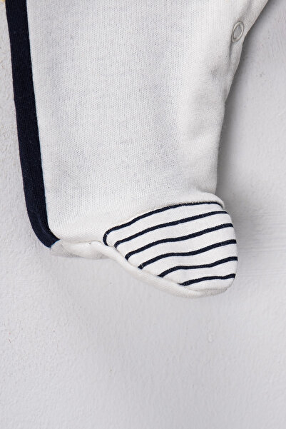 TRENDYOLKIDS Ecru Unisex Baby Knitted Romper - Animal Print, Long Sleeve, Cotton Regular Fit Tkdaw25Tu00002