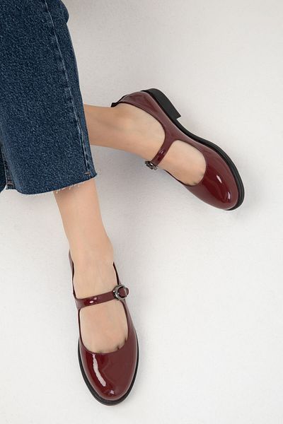 SOHO Claret Red Patent Leather Women's Loafer Shoes 20090