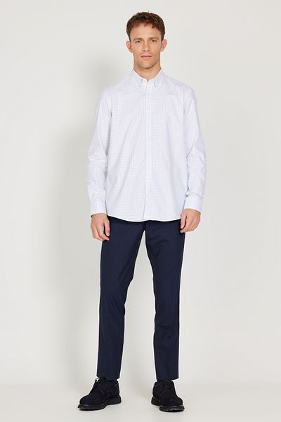 ALTINYILDIZ CLASSICS Πουκάμισο Slim Fit με κρυφό γιακά με κουμπιά καρό 100% βαμβάκι
