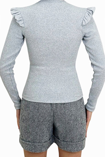 Trend Alaçatı Stili Női Grimelange váll fodros Half Fisherman pulóver ALC-X5194